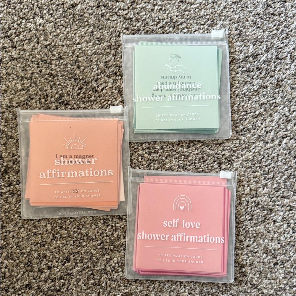 Affirmation Shower Cards Set - Green, Pink, Orange